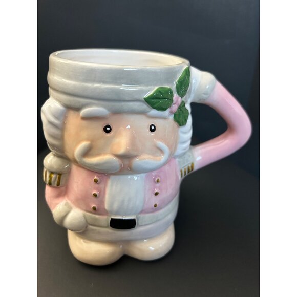 Christmas Mug Ceramic Nutcracker Mug With Pink & White Holiday Design Large - Picture 6 of 9